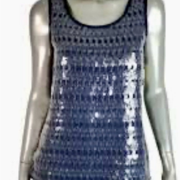 Never Worn!, Coldwater Creek Blue Sequence Formal Tank - Picture 3 of 4